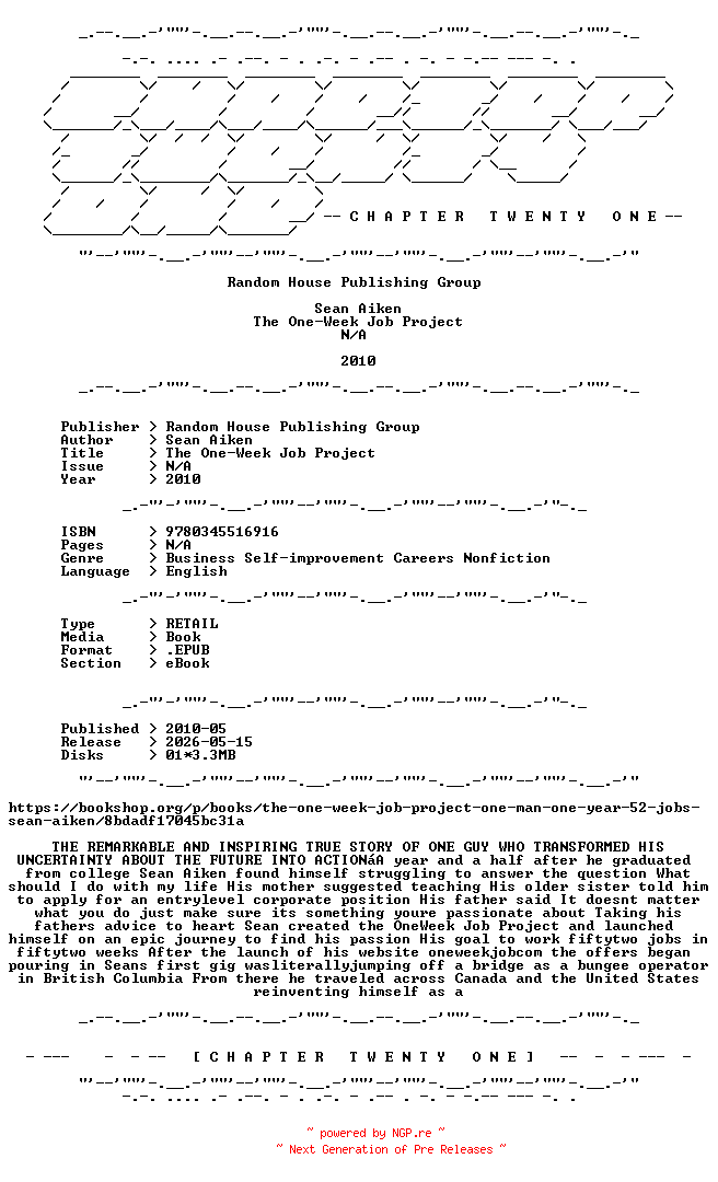 NFO for the release Sean.Aiken.-.The.One-Week.Job.Project.2010.RETAIL.EPUB.eBook-CTO by CTO