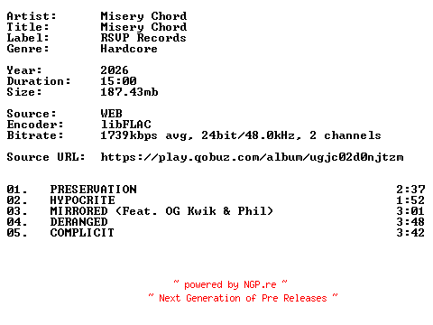 NFO for the release Misery_Chord-Misery_Chord-Demo-24BIT-WEB-FLAC-2026-VEXED by VEXED