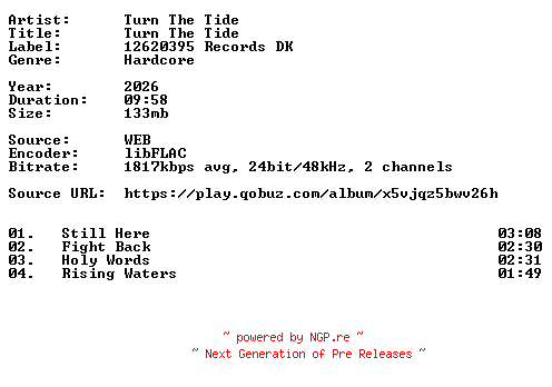 NFO for the release Turn_The_Tide-Turn_The_Tide-24BIT-WEB-FLAC-2026-VEXED by VEXED