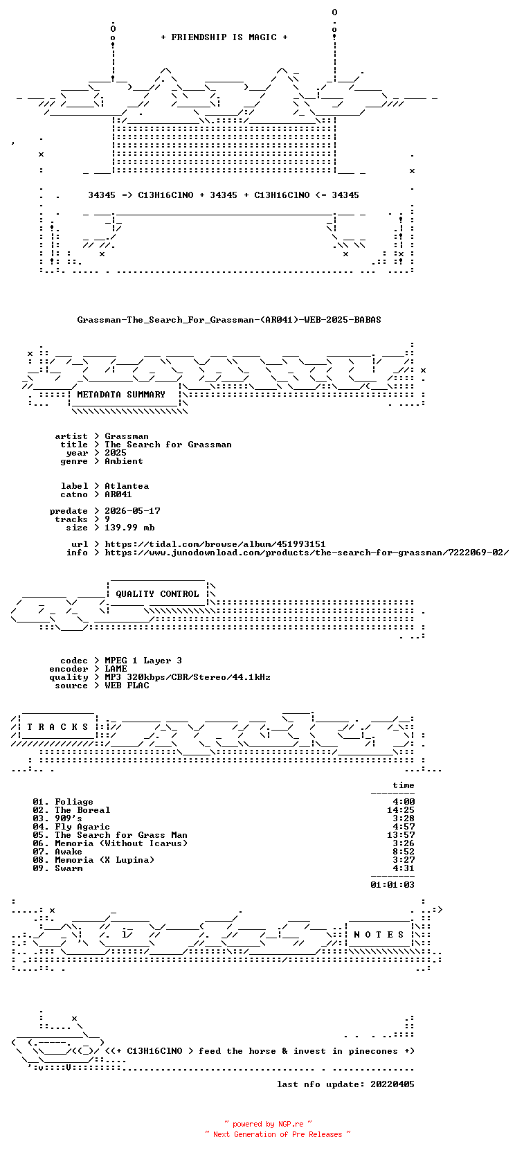 NFO for the release Grassman-The_Search_For_Grassman-(AR041)-WEB-2025-BABAS by BABAS