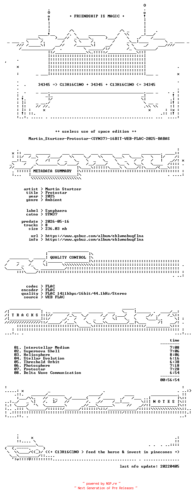 NFO for the release Martin_Sturtzer-Protostar-(SYN37)-16BIT-WEB-FLAC-2025-BABAS by BABAS