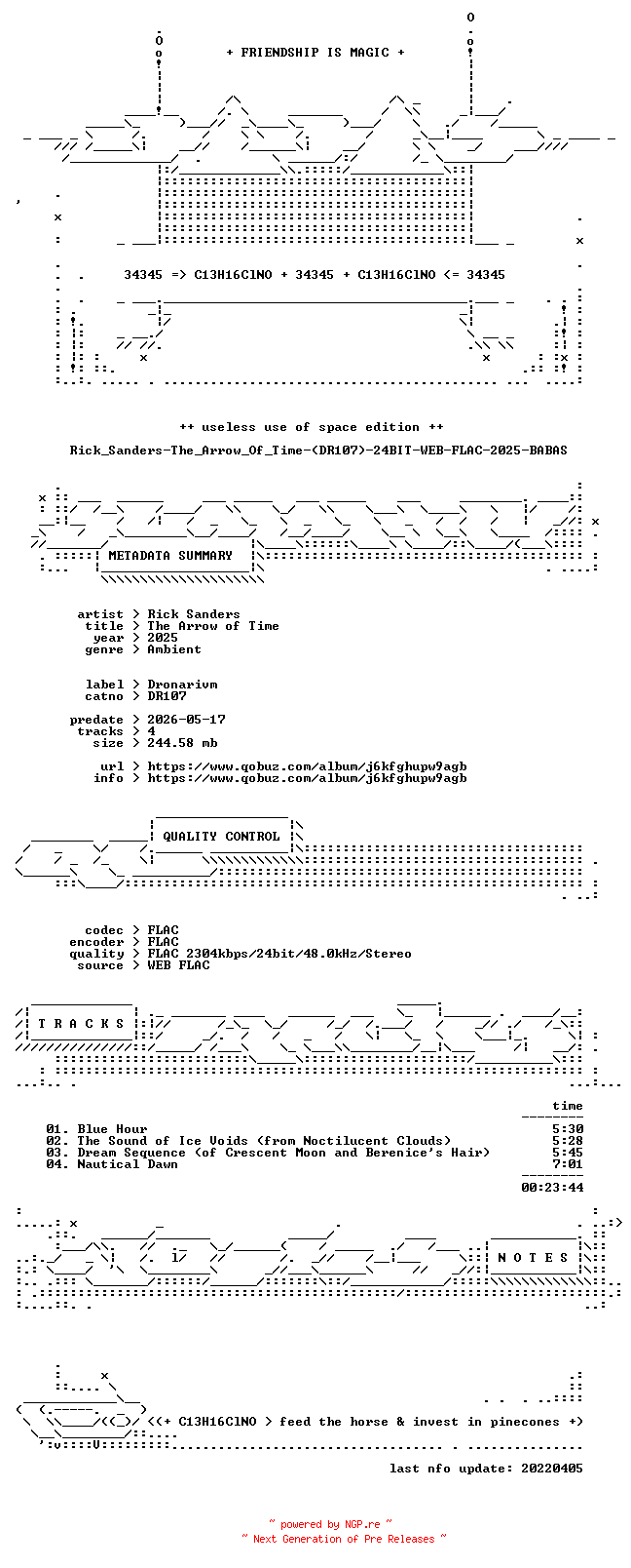 NFO for the release Rick_Sanders-The_Arrow_Of_Time-(DR107)-24BIT-WEB-FLAC-2025-BABAS by BABAS