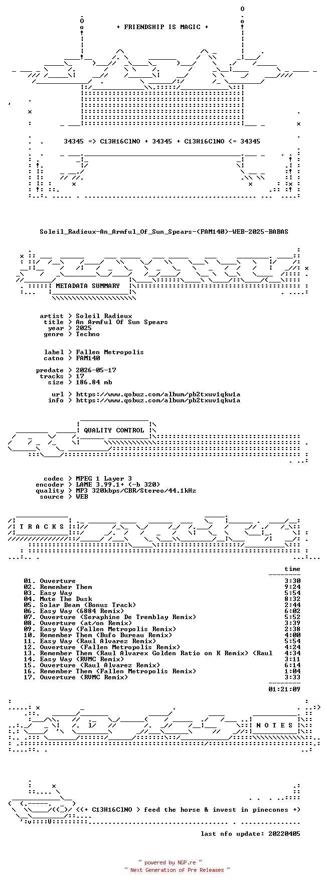 NFO for the release Soleil_Radieux-An_Armful_Of_Sun_Spears-(FAM140)-WEB-2025-BABAS by BABAS