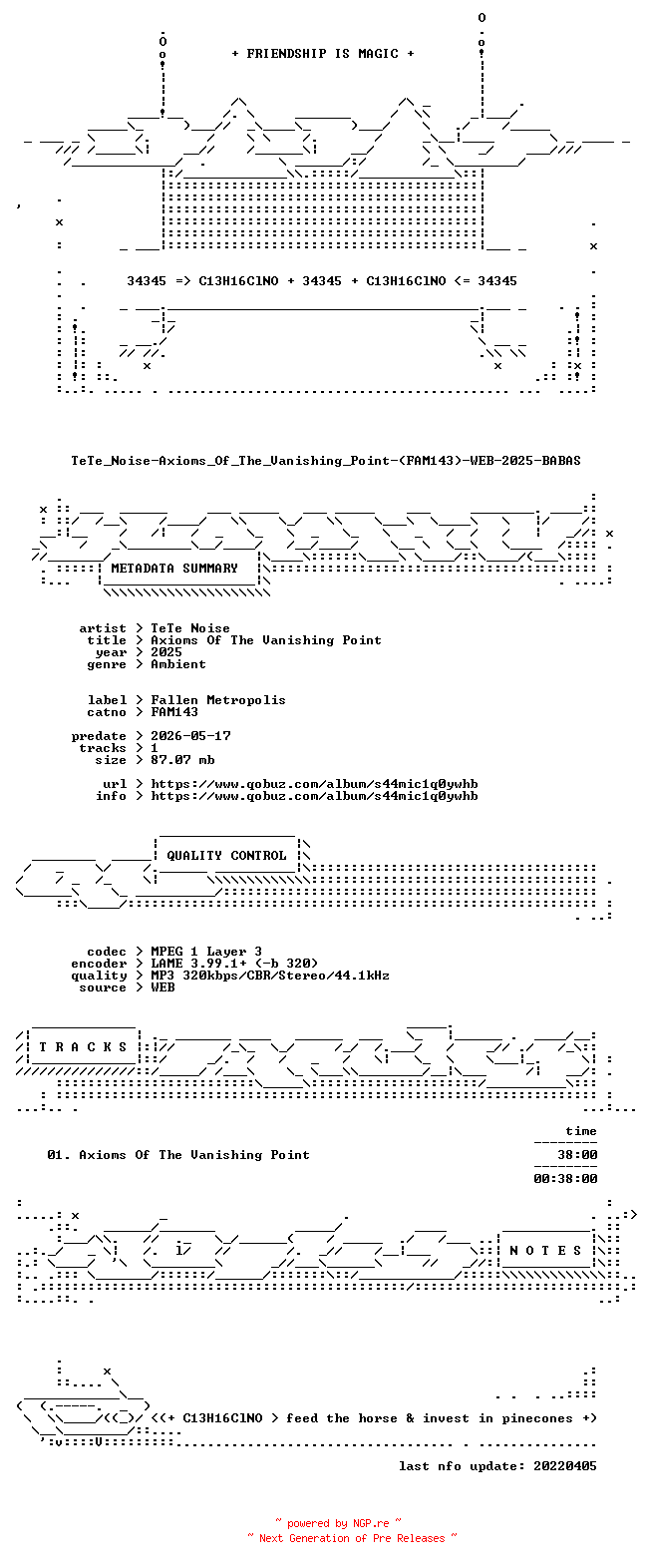 NFO for the release TeTe_Noise-Axioms_Of_The_Vanishing_Point-(FAM143)-WEB-2025-BABAS by BABAS
