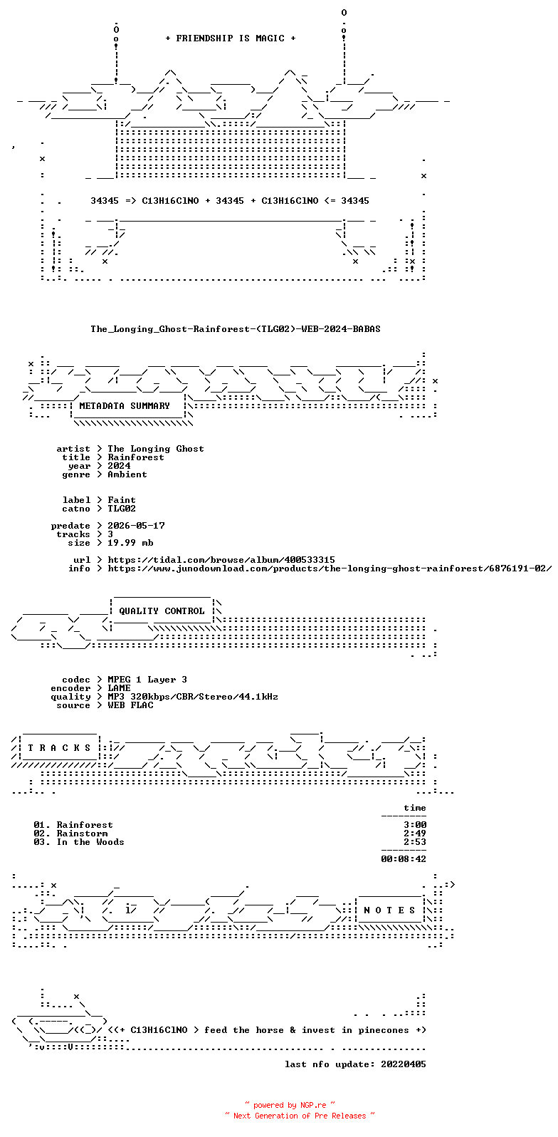 NFO for the release The_Longing_Ghost-Rainforest-(TLG02)-WEB-2024-BABAS by BABAS