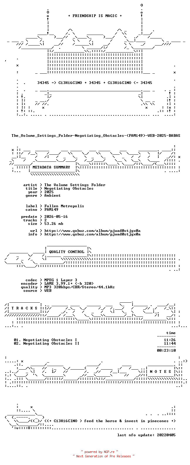NFO for the release The_Volume_Settings_Folder-Negotiating_Obstacles-(FAM149)-WEB-2025-BABAS by BABAS