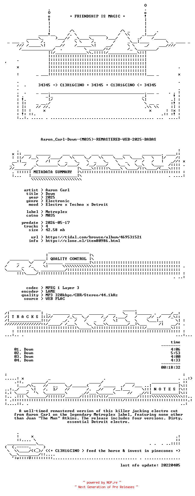 NFO for the release Aaron_Carl-Down-(M035)-REMASTERED-WEB-2025-BABAS by BABAS