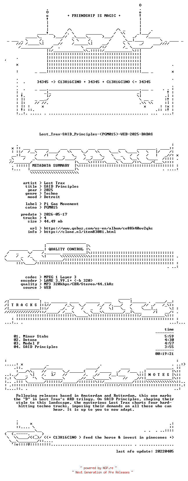 NFO for the release Lost_Trax-SAID_Principles-(PGM015)-WEB-2025-BABAS by BABAS