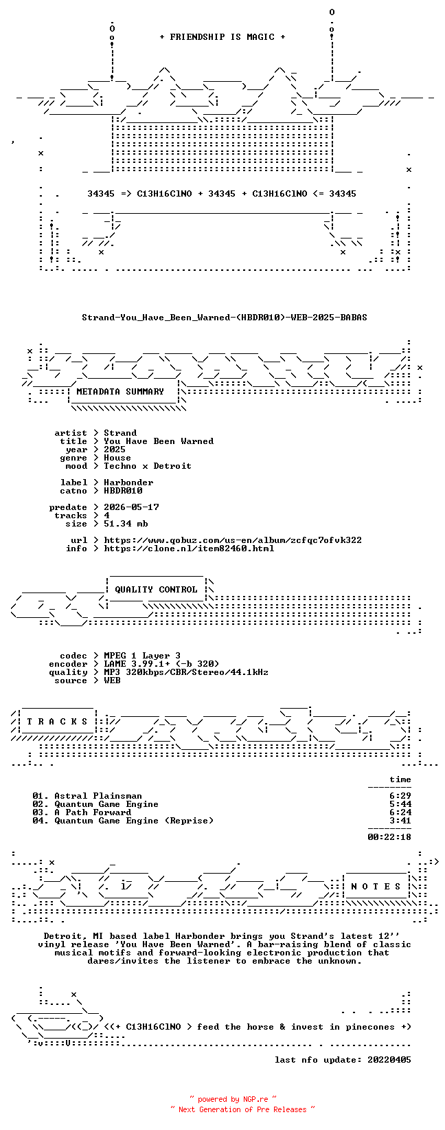 NFO for the release Strand-You_Have_Been_Warned-(HBDR010)-WEB-2025-BABAS by BABAS