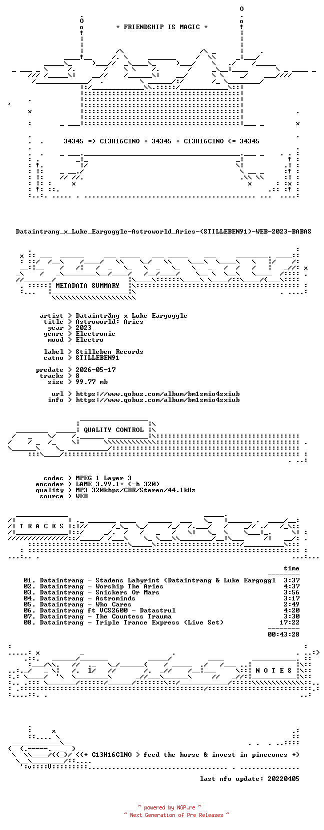 NFO for the release Dataintrang_x_Luke_Eargoggle-Astroworld_Aries-(STILLEBEN91)-WEB-2023-BABAS by BABAS