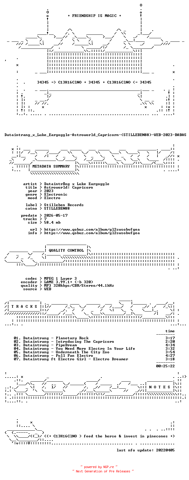NFO for the release Dataintrang_x_Luke_Eargoggle-Astroworld_Capricorn-(STILLEBEN88)-WEB-2023-BABAS by BABAS
