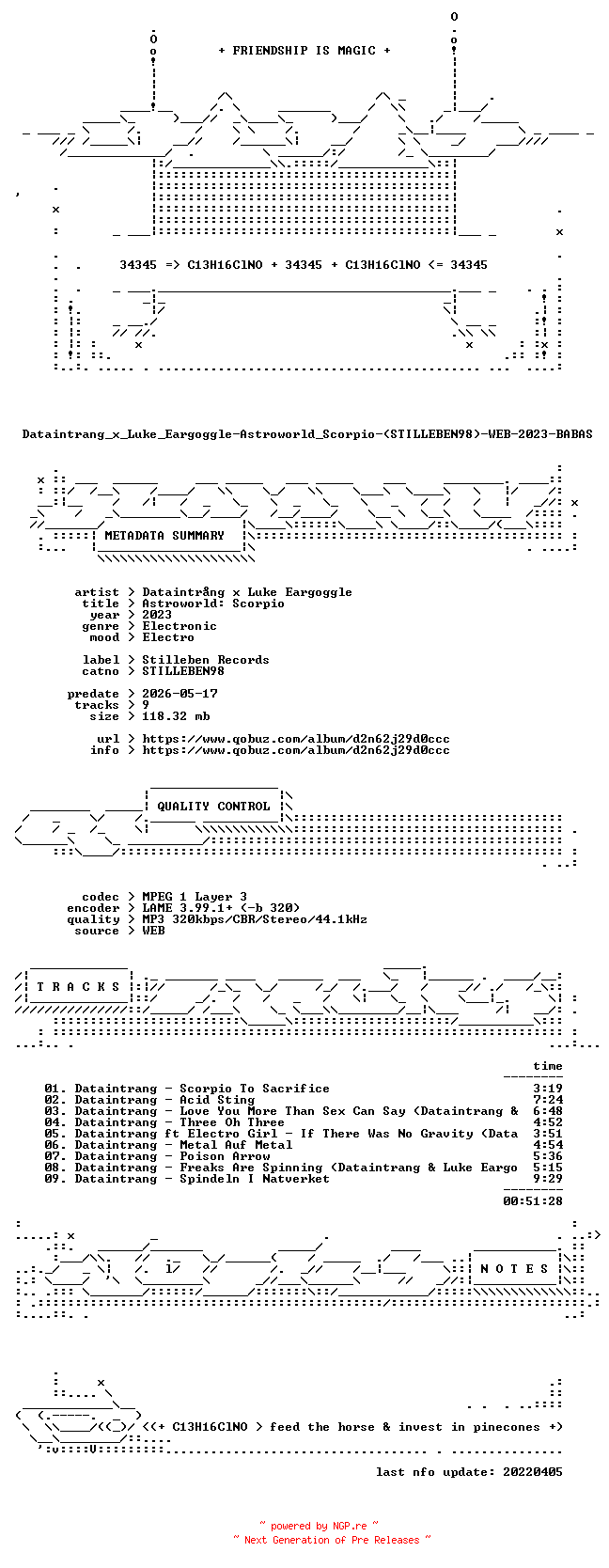 NFO for the release Dataintrang_x_Luke_Eargoggle-Astroworld_Scorpio-(STILLEBEN98)-WEB-2023-BABAS by BABAS