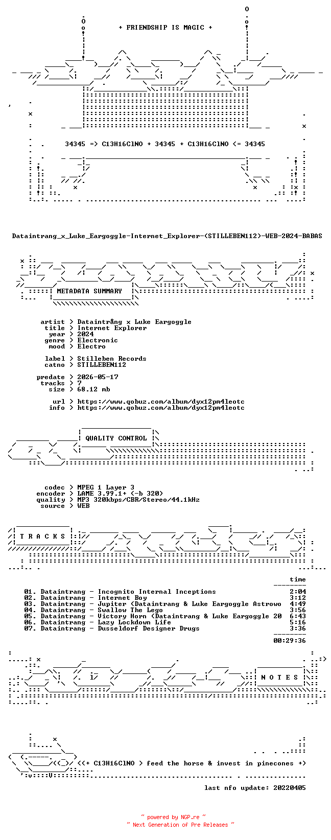 NFO for the release Dataintrang_x_Luke_Eargoggle-Internet_Explorer-(STILLEBEN112)-WEB-2024-BABAS by BABAS