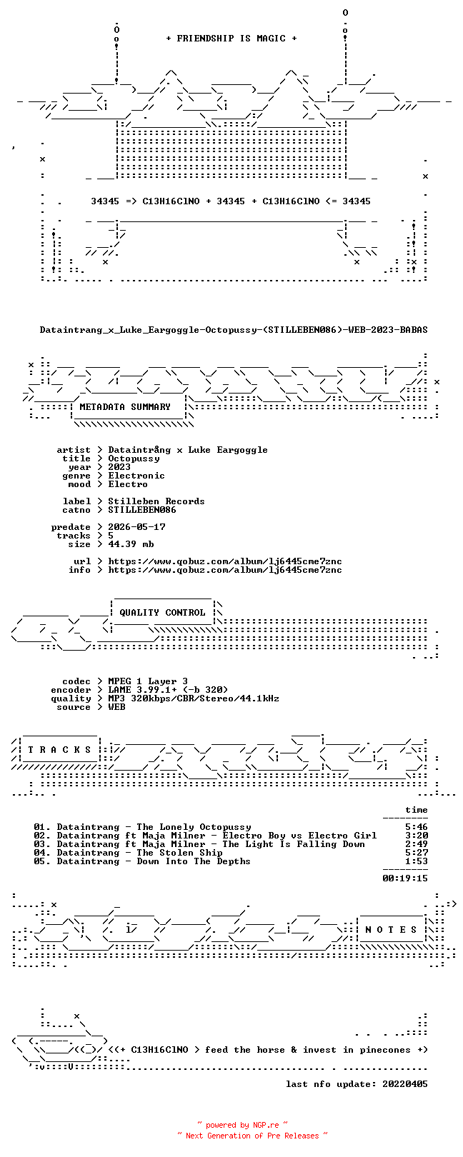 NFO for the release Dataintrang_x_Luke_Eargoggle-Octopussy-(STILLEBEN086)-WEB-2023-BABAS by BABAS