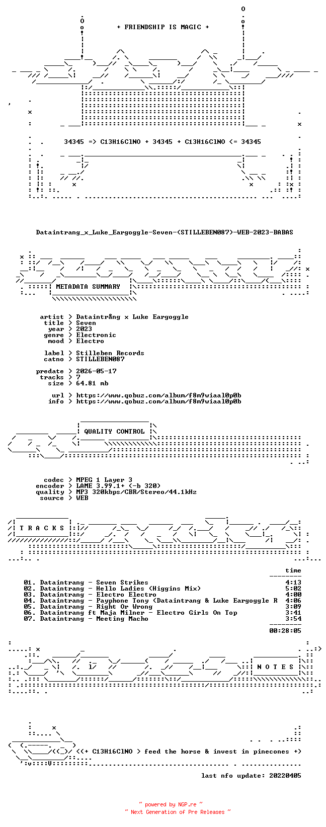 NFO for the release Dataintrang_x_Luke_Eargoggle-Seven-(STILLEBEN087)-WEB-2023-BABAS by BABAS