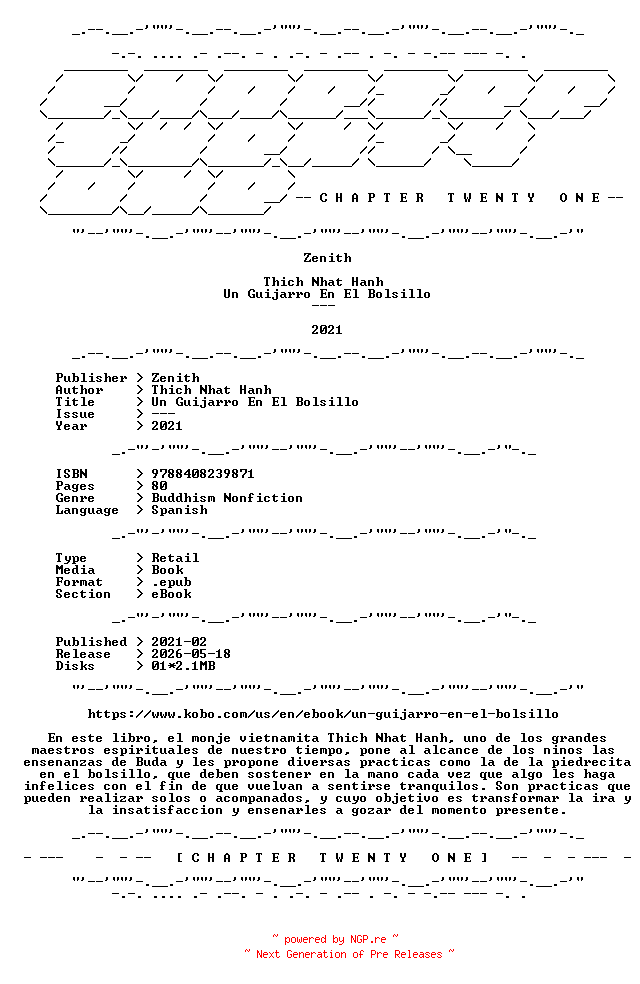 NFO for the release Thich.Nhat.Hanh.-.Un.Guijarro.En.El.Bolsillo.2021.SPANISH.RETAIL.EPUB.eBook-CTO by CTO