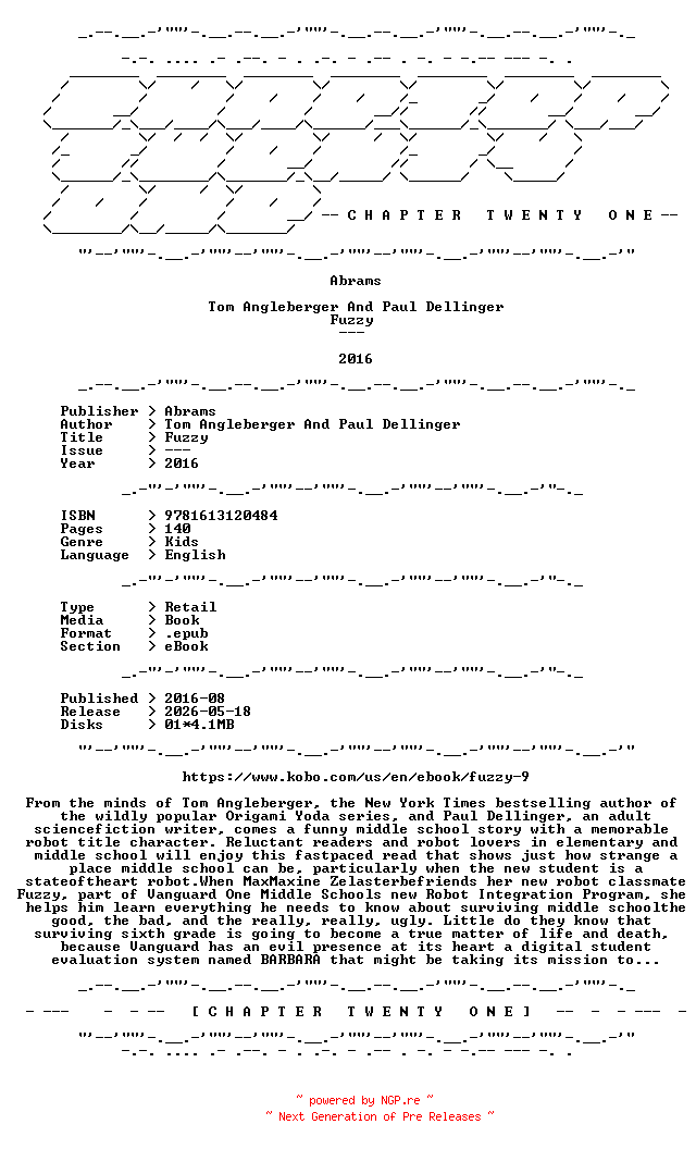 NFO for the release Tom.Angleberger.And.Paul.Dellinger.-.Fuzzy.2016.RETAIL.EPUB.eBook-CTO by CTO