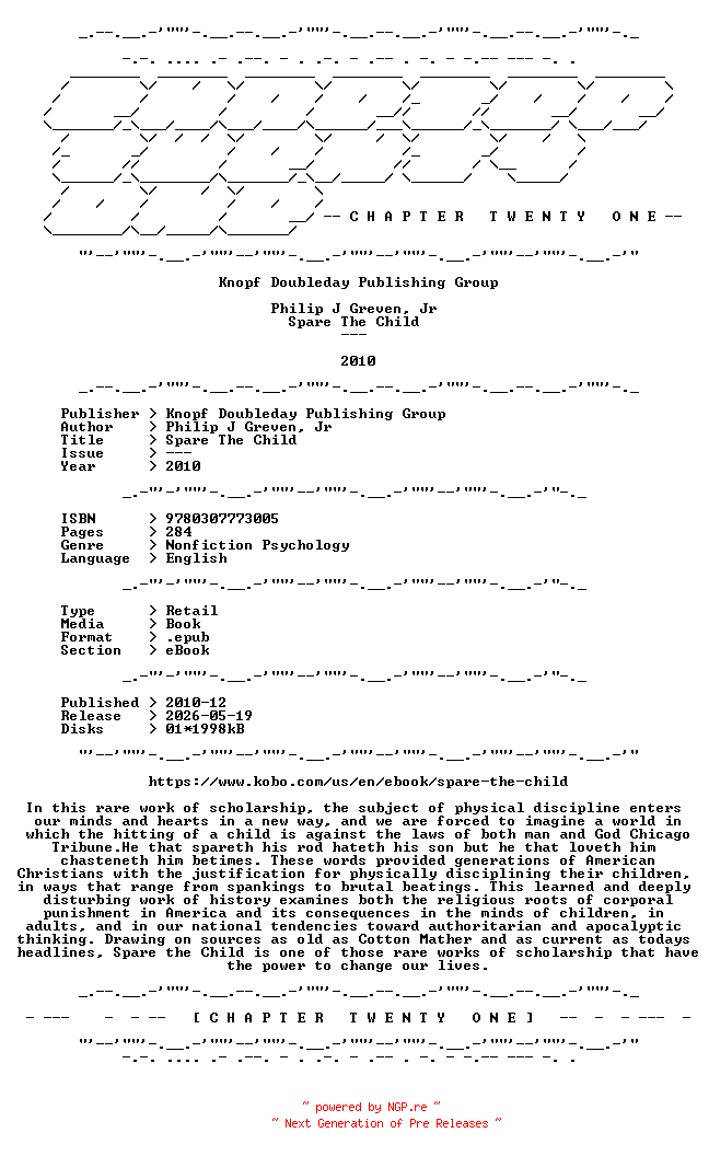 NFO for the release Philip.J.Greven.Jr.-.Spare.The.Child.2010.RETAIL.EPUB.eBook-CTO by CTO
