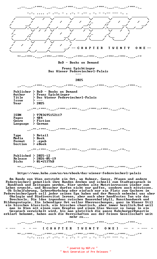 NFO for the release Franz.Spichtinger.-.Das.Wiener.Federviecherl-Palais.2025.GERMAN.RETAIL.EPUB.eBook-CTO by CTO