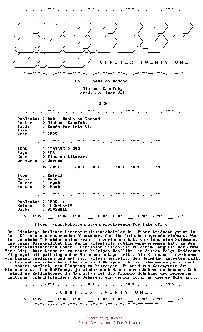 NFO for the release Michael.Kanofsky.-.Ready.For.Take-Off.2025.GERMAN.RETAIL.EPUB.eBook-CTO by CTO