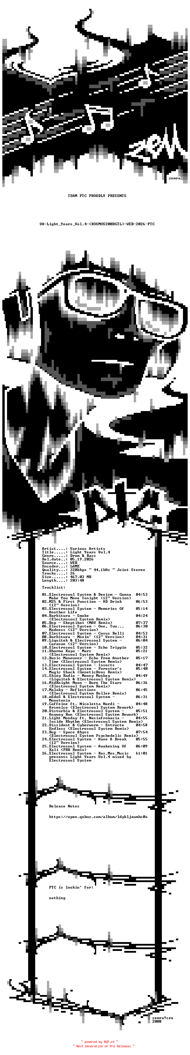 NFO for the release VA-Light_Years_Vol.4-(KOSMOS200DGTL)-WEB-2026-PTC by PTC