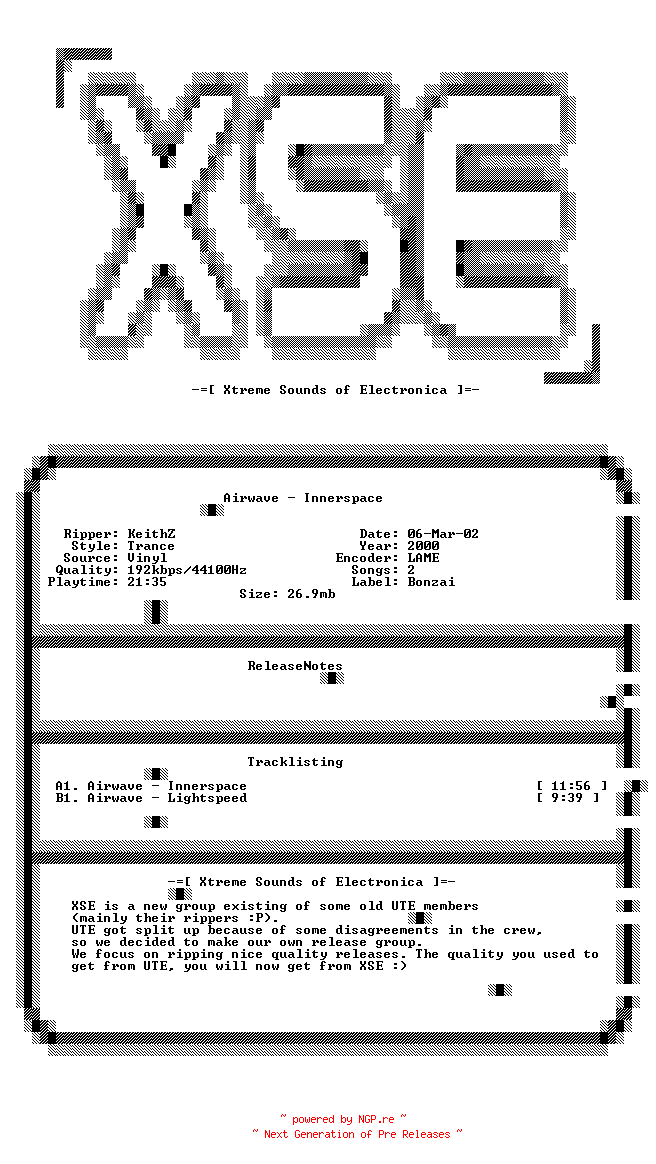 NFO for the release Airwave-Innerspace-Vinyl-2000-XSE by XSE