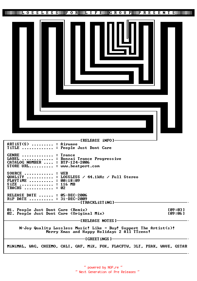 NFO for the release Airwave_-_People_Just_Dont_Care-(BTP-124-2006)-WEB-2006-LOSSLESS-L4L by L4L