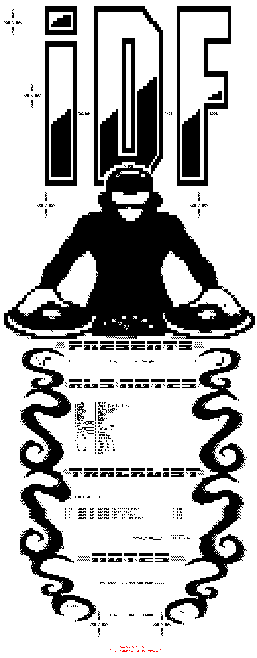 NFO for the release Airy-Just_For_Tonight-(ALC_3007)-WEB-2000-iDF by iDF