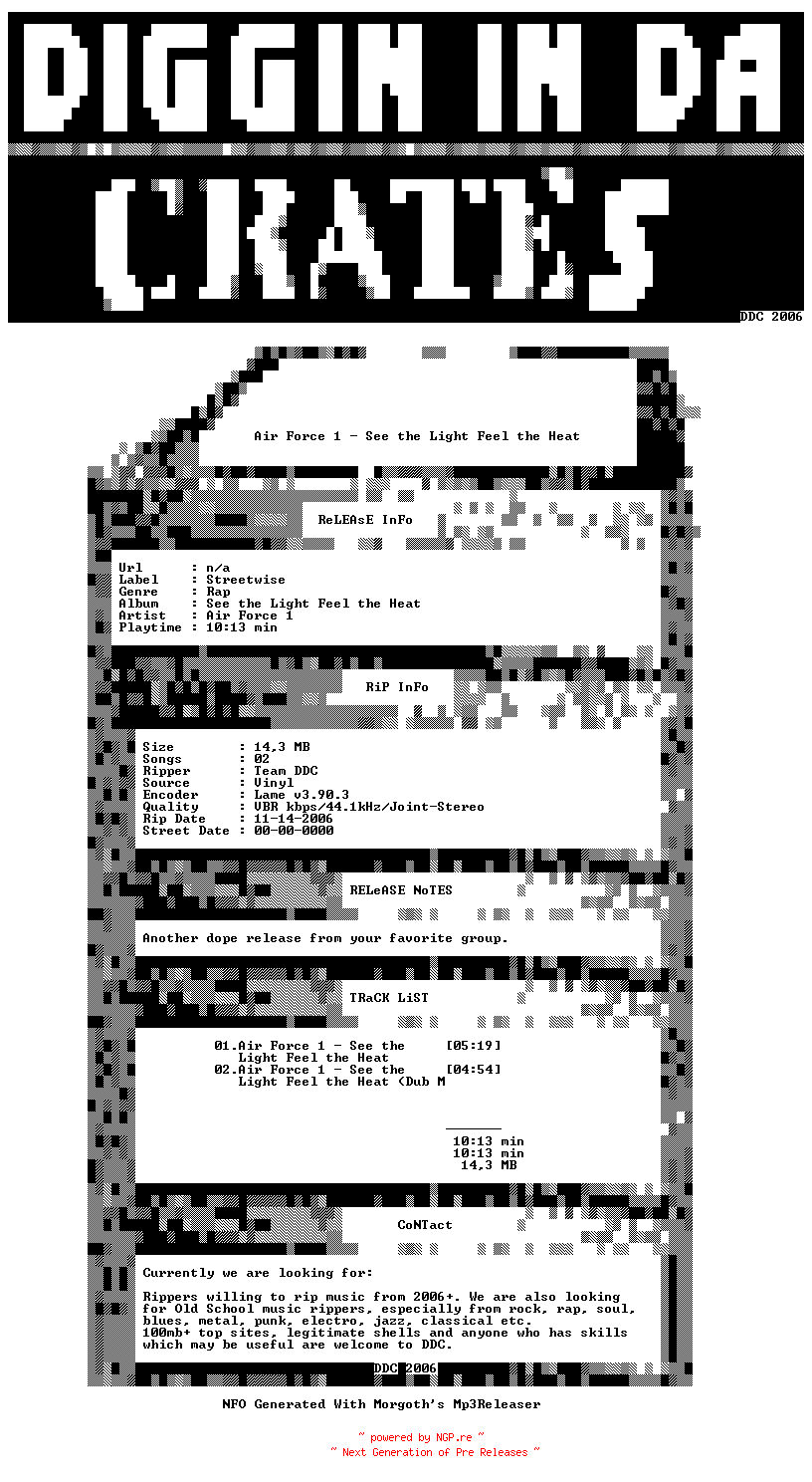 NFO for the release Air_Force_1-See_the_Light_Feel_the_Heat-VLS-1984-DDC by DDC