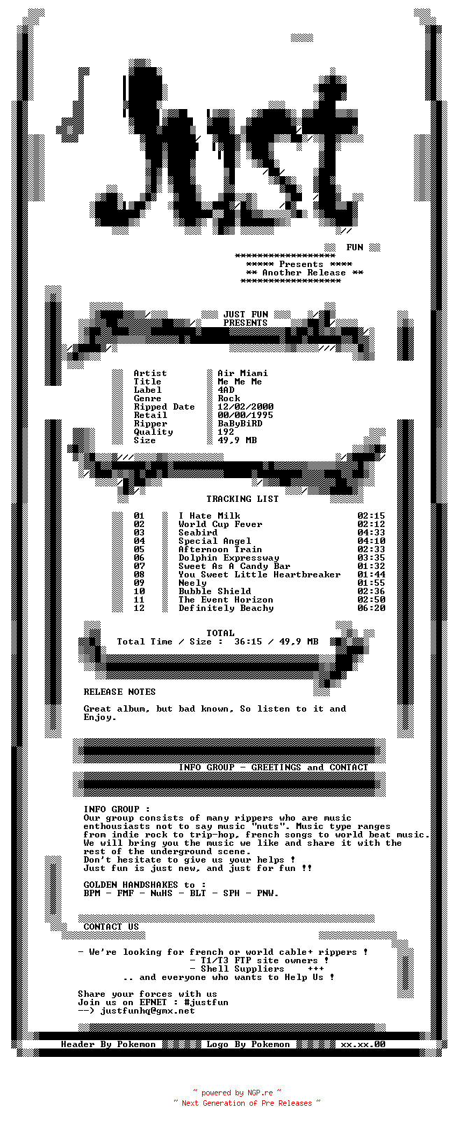 NFO for the release Air_Miami-Me_Me_Me-1995-JUST by JUST