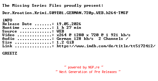 NFO for the release Der.Kroatien.Krimi.S09E01.GERMAN.720p.WEB.h264-TMSF by TMSF