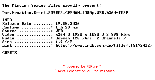 NFO for the release Der.Kroatien.Krimi.S09E02.GERMAN.1080p.WEB.h264-TMSF by TMSF