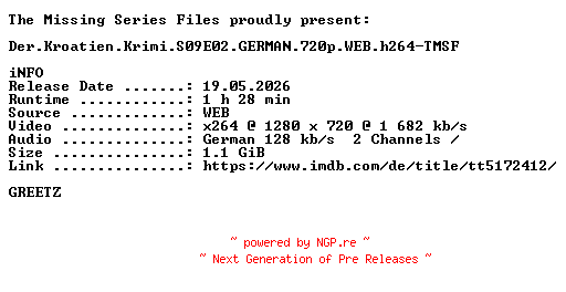 NFO for the release Der.Kroatien.Krimi.S09E02.GERMAN.720p.WEB.h264-TMSF by TMSF