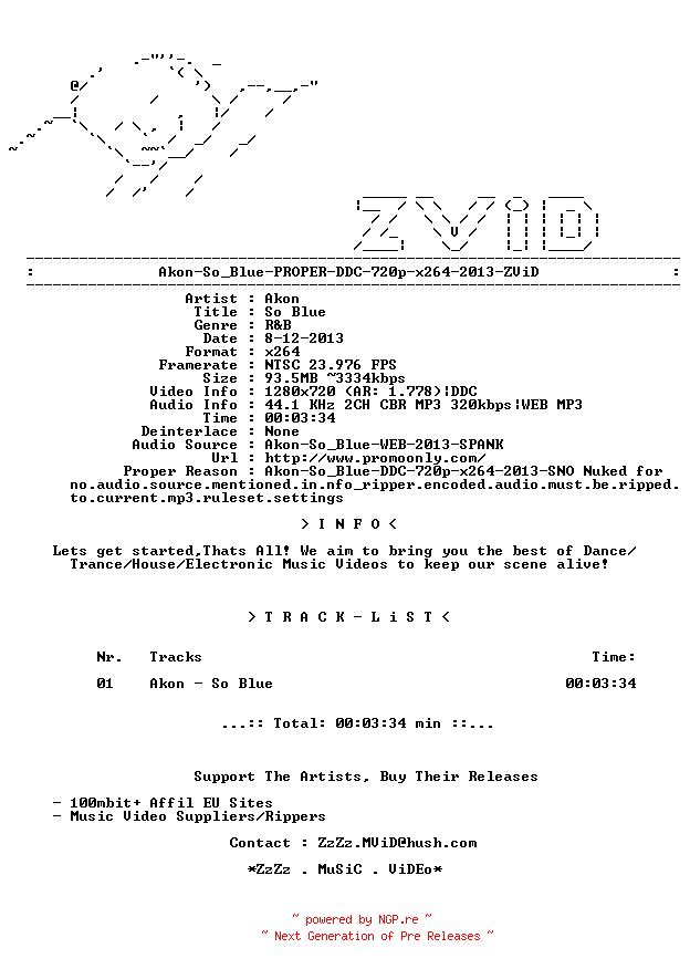 NFO for the release Akon-So_Blue-PROPER-DDC-720p-x264-2013-ZViD by ZViD