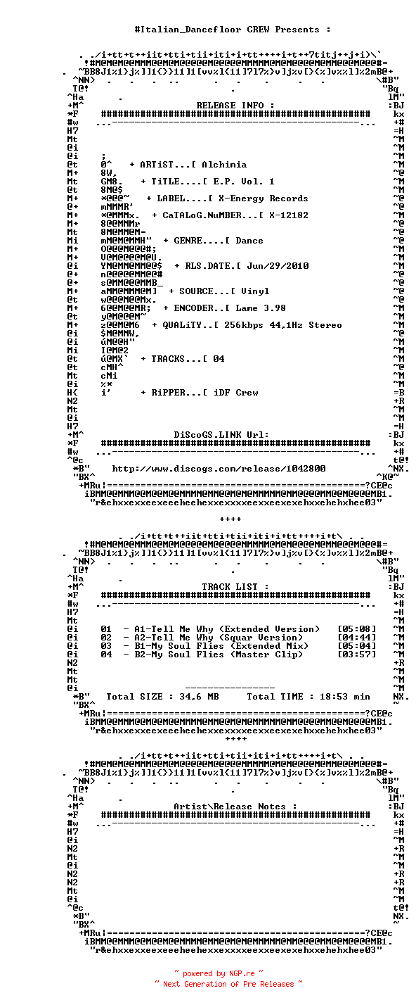NFO for the release Alchimia-E.P._Vol._1-(X-12182)-Vinyl-1995-iDF by iDF