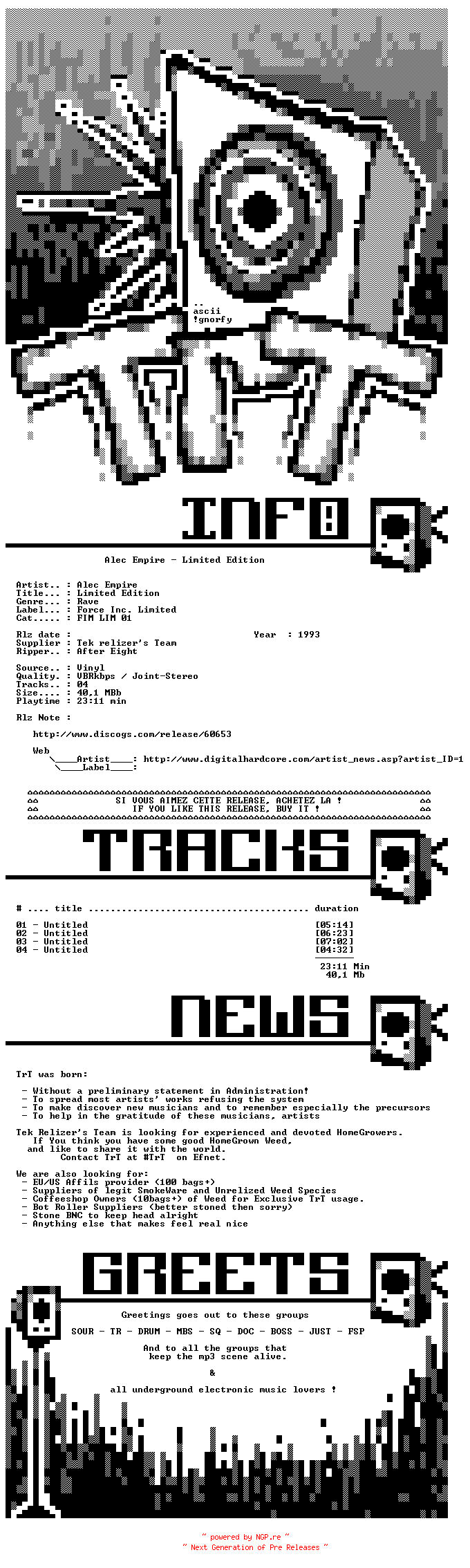 NFO for the release Alec_Empire-Limited_Edition-Ltd.Ed.-(FIM_LIM_01)-Vinyl-1993-TrT by TrT
