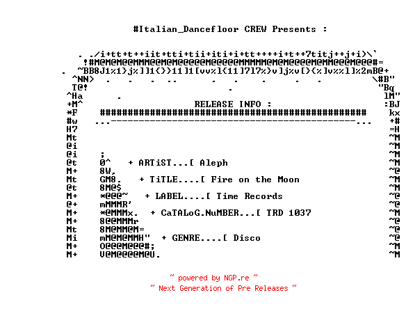 NFO for the release Aleph-Fire_On_The_Moon-(TRD1037)-Vinyl-1986-iDF by iDF
