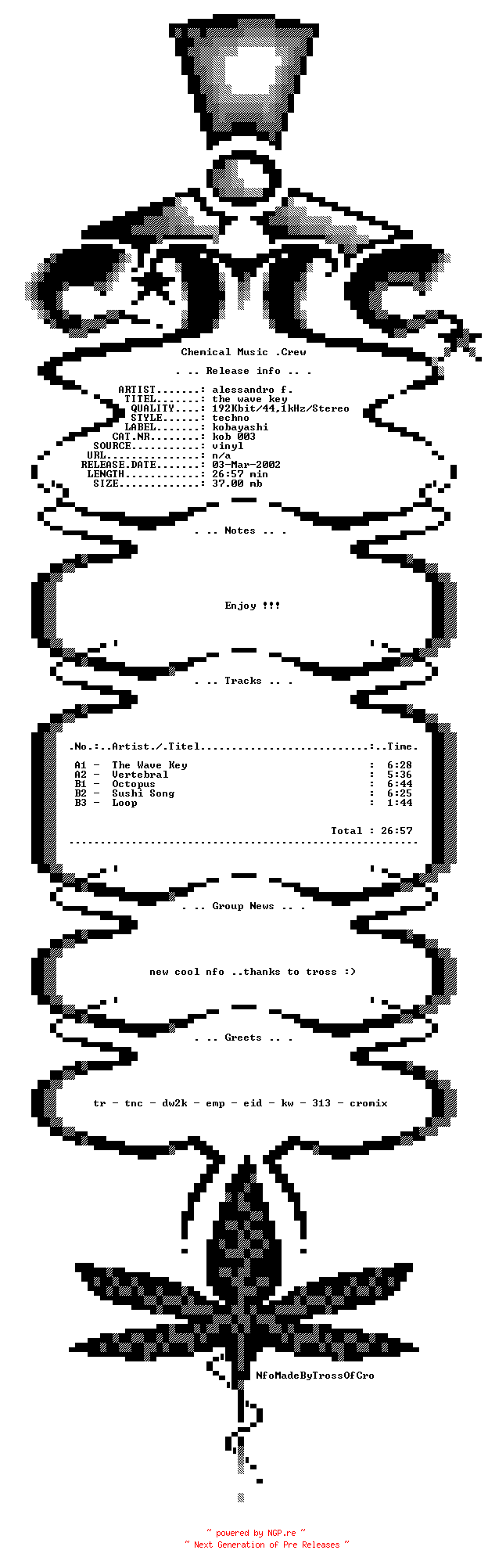 NFO for the release Alessandro_F--The_Wave_Key_EP_(KOB_003)-VLS-1998-CMC by CMC