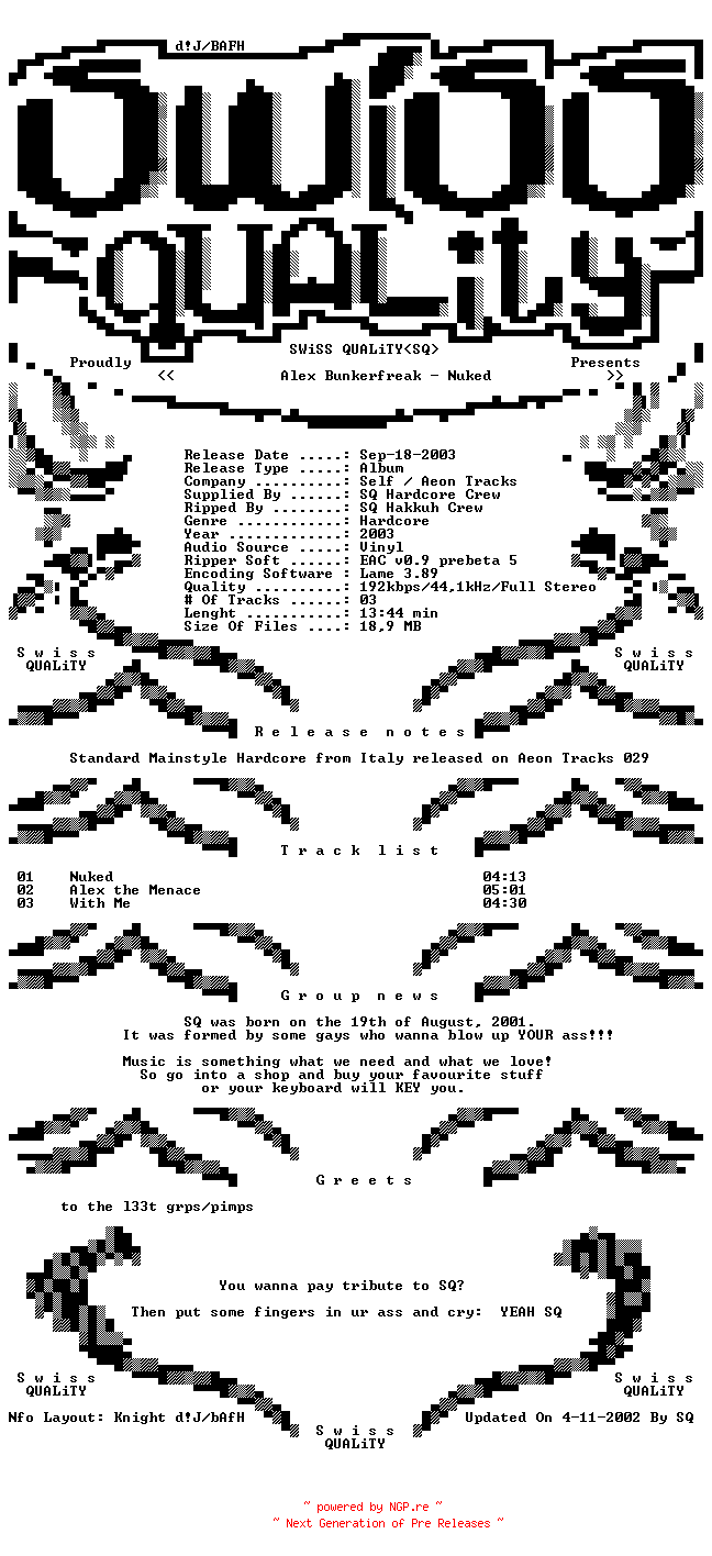 NFO for the release Alex_Bunkerfreak_-(AEON029)-Vinyl-2003-SQ by SQ