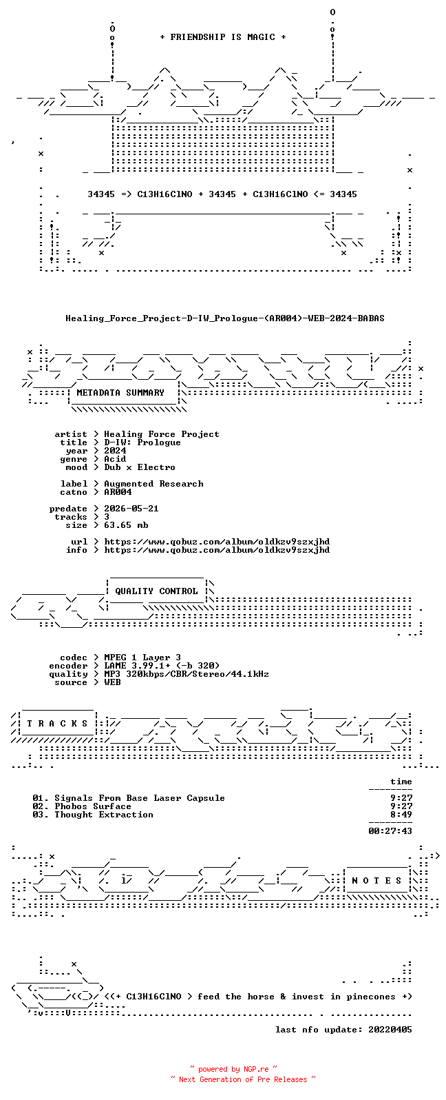 NFO for the release Healing_Force_Project-D-IW_Prologue-(AR004)-WEB-2024-BABAS by BABAS