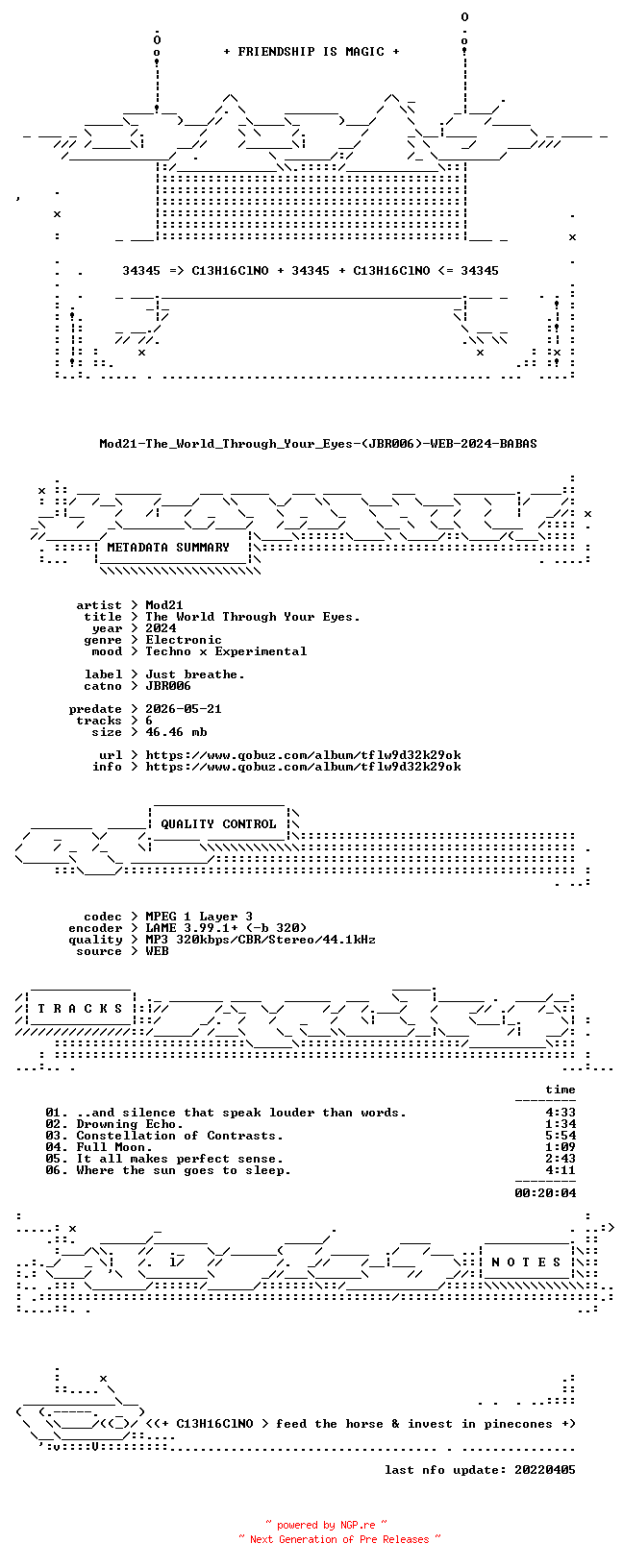 NFO for the release Mod21-The_World_Through_Your_Eyes-(JBR006)-WEB-2024-BABAS by BABAS