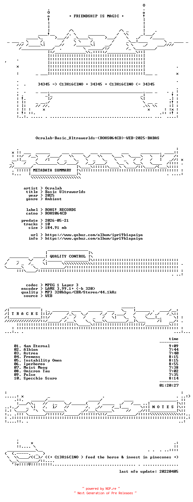 NFO for the release Ocralab-Basic_Ultraworlds-(ROHS064CD)-WEB-2025-BABAS by BABAS