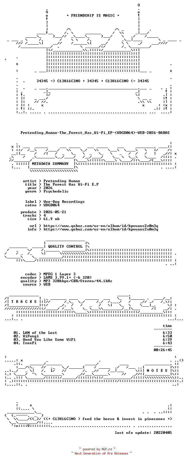 NFO for the release Pretending_Human-The_Forest_Has_Wi-Fi_EP-(WDGD064)-WEB-2026-BABAS by BABAS
