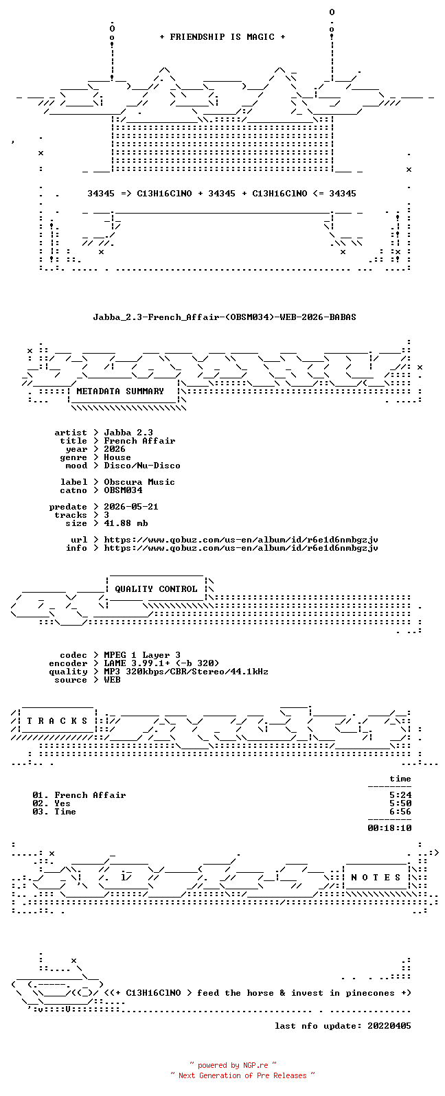 NFO for the release Jabba_2.3-French_Affair-(OBSM034)-WEB-2026-BABAS by BABAS