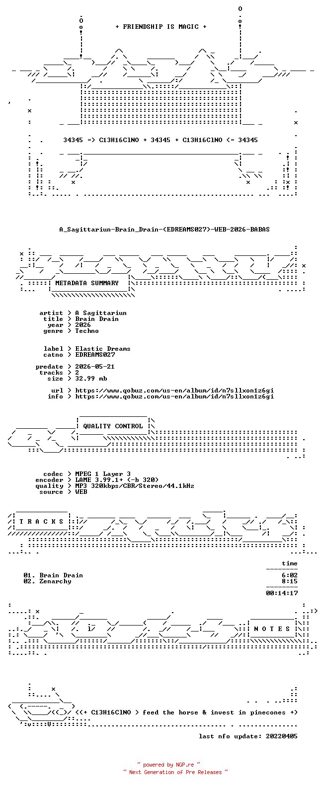 NFO for the release A_Sagittariun-Brain_Drain-(EDREAMS027)-WEB-2026-BABAS by BABAS