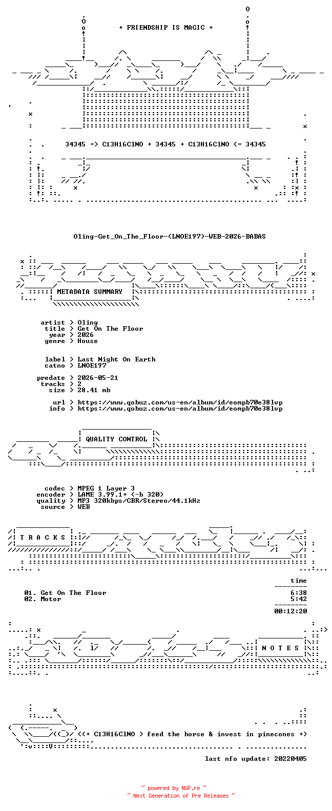 NFO for the release Oling-Get_On_The_Floor-(LNOE197)-WEB-2026-BABAS by BABAS
