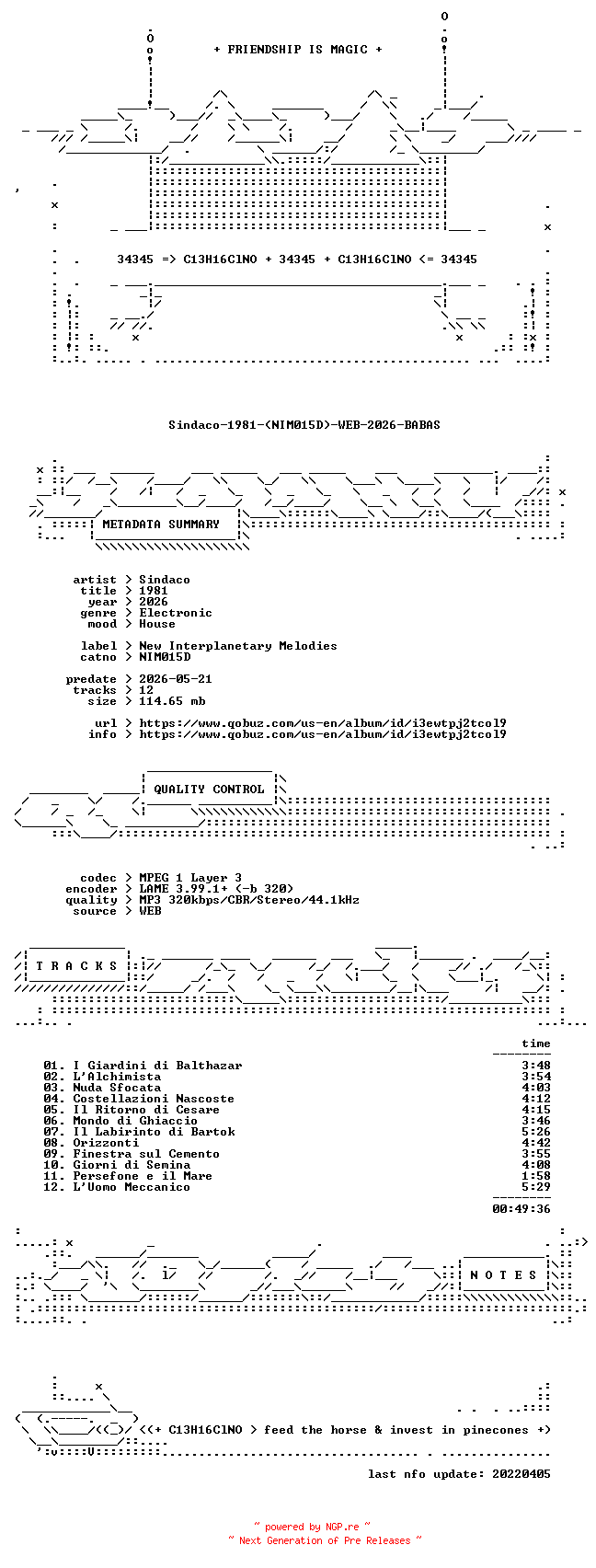 NFO for the release Sindaco-1981-(NIM015D)-WEB-2026-BABAS by BABAS
