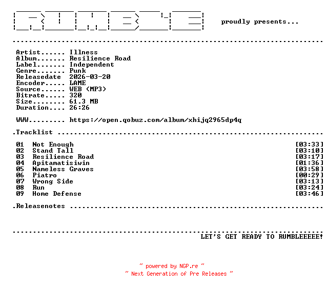 NFO for the release Illness-Resilience_Road-(WEB)-2026-RUMBLE by RUMBLE