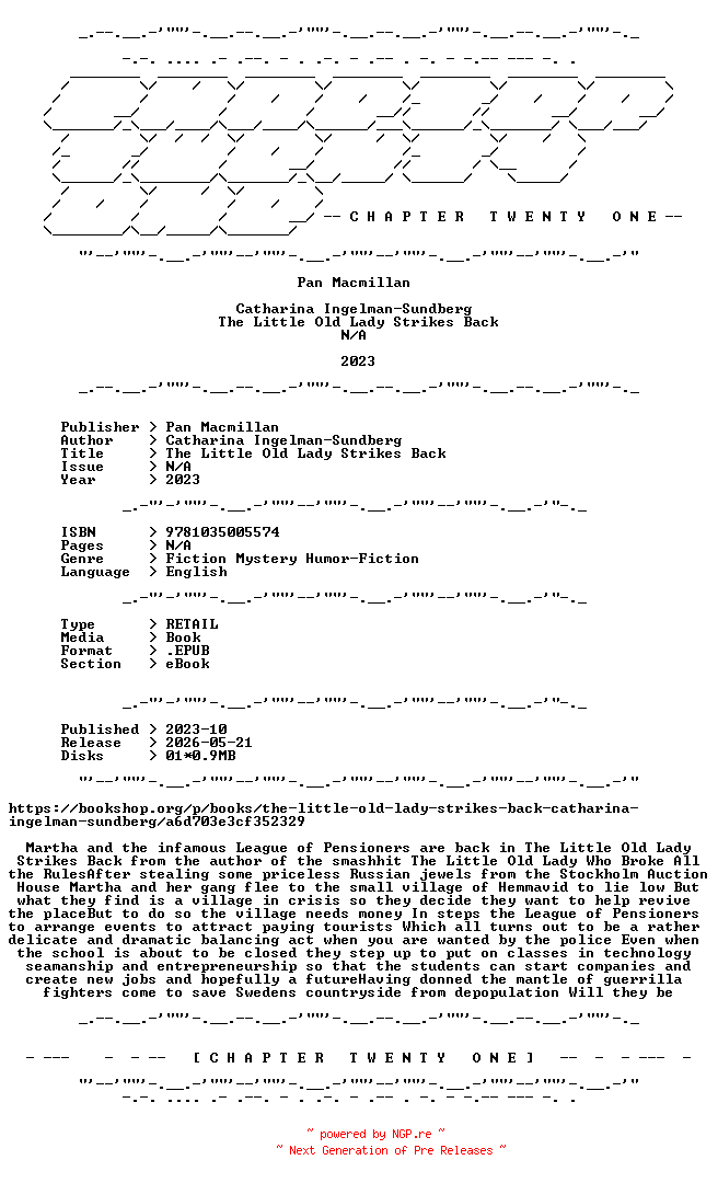 NFO for the release Catharina.Ingelman-Sundberg.-.The.Little.Old.Lady.Strikes.Back.2023.RETAIL.EPUB.eBook-CTO by CTO