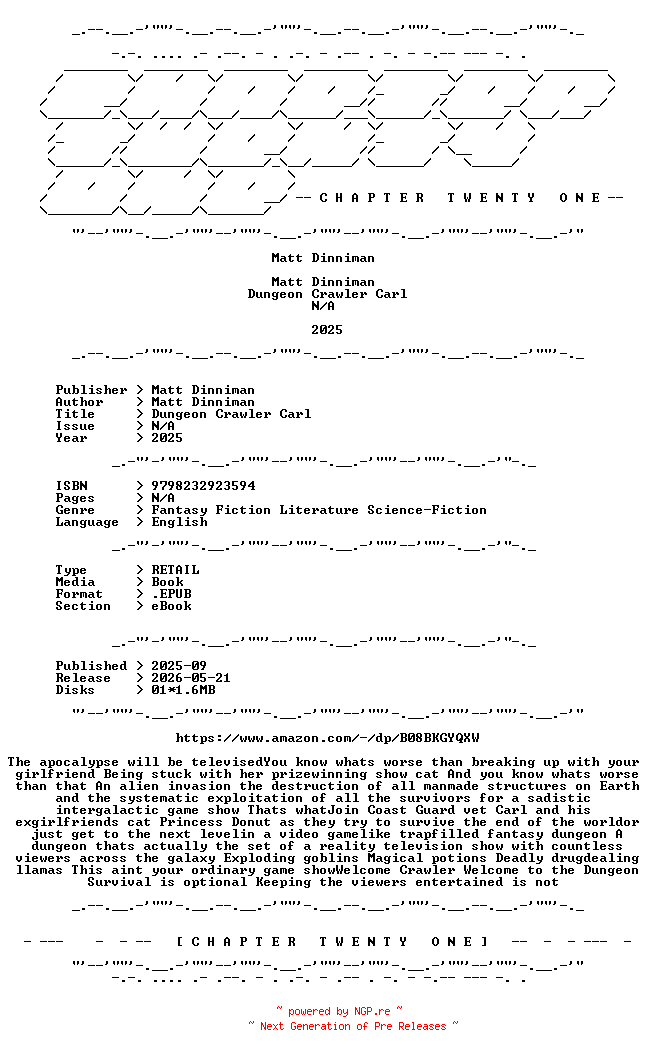NFO for the release Matt.Dinniman.-.Dungeon.Crawler.Carl.2025.RETAIL.EPUB.eBook-CTO by CTO